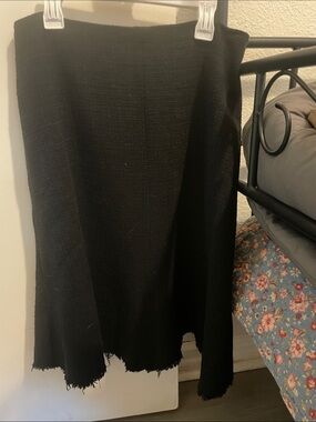 Rebecca Taylor Black Textured A-Line Skirt